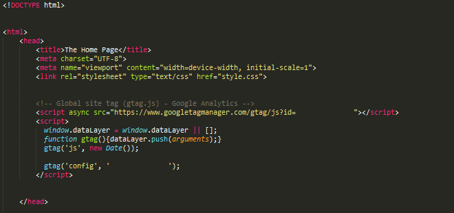 Google Analytics Tracking Code HTML